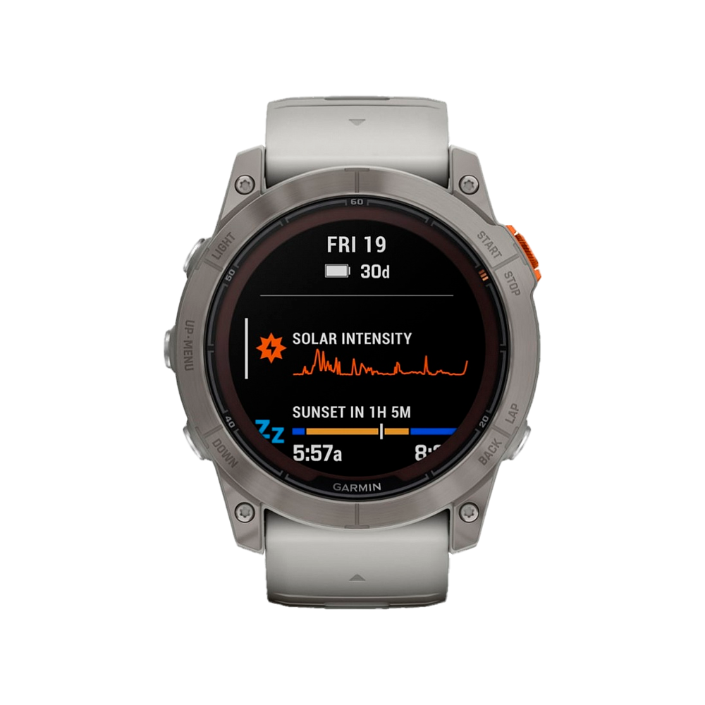 Смарт-часы Garmin Fenix 7X PRO Sapphire Solar Титановый с дымчато-серым  оранжевым ремешком