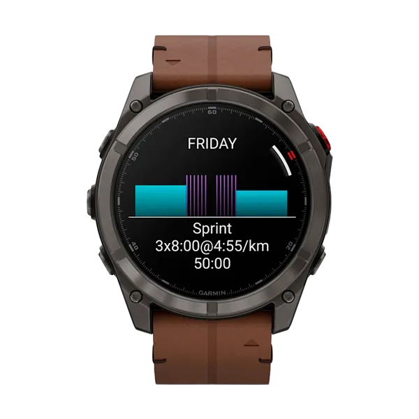 Смарт-часы Garmin Fenix 8 Pro - 51mm Amoled Sapphire Titanium Carbon Grey Chestnut Leather