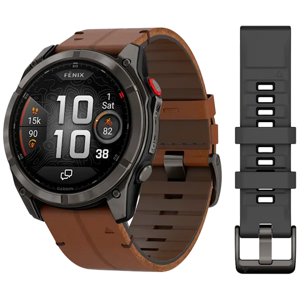 Смарт-часы Garmin Fenix 8 Pro - 51mm Amoled Sapphire Titanium Carbon Grey Chestnut Leather