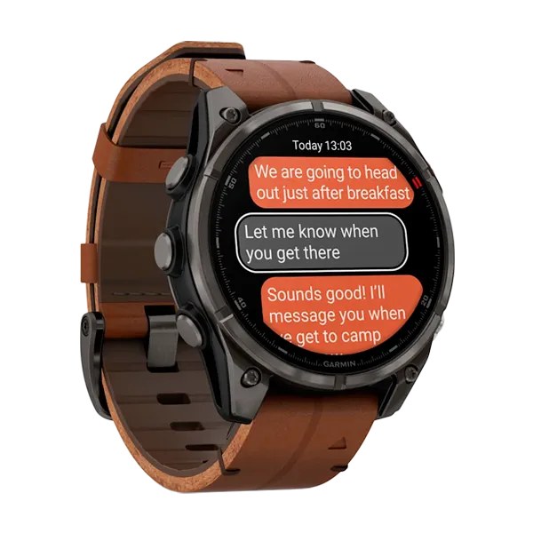 Смарт-часы Garmin Fenix 8 Pro - 47mm Amoled Sapphire Titanium Carbon Grey Chestnut Leather