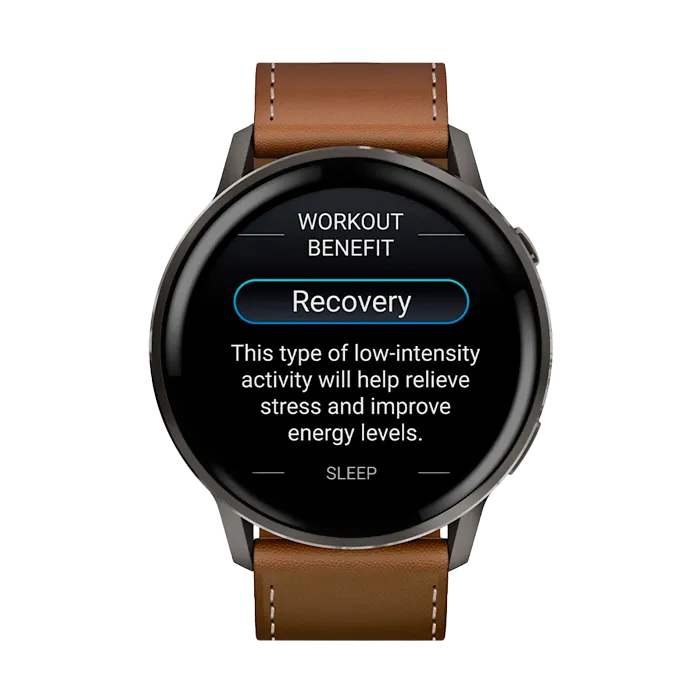 Смарт-часы Garmin Venu 4-45 мм темно-серый с коричневым кожаным ремешком