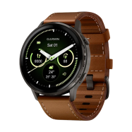 Смарт-часы Garmin Venu 4-45 мм темно-серый с коричневым кожаным ремешком