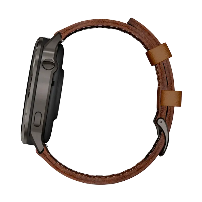 Смарт-часы Garmin Venu 4-45 мм темно-серый с коричневым кожаным ремешком
