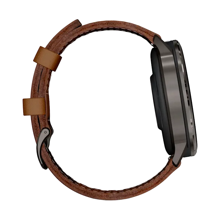 Смарт-часы Garmin Venu 4-45 мм темно-серый с коричневым кожаным ремешком