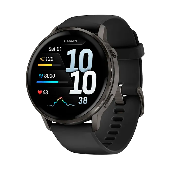 Смарт-часы Garmin Venu 4-45 мм темно-серый с черным ремешком