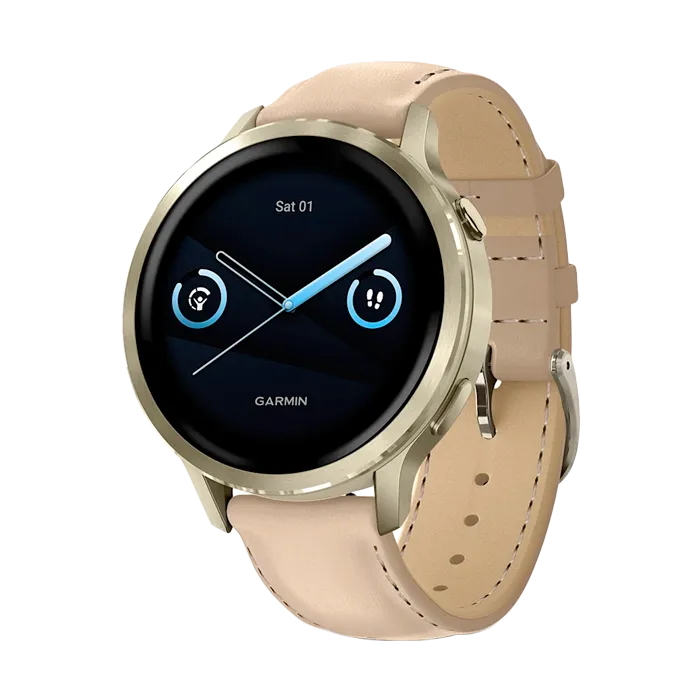 Смарт-часы Garmin Venu 4-41 мм лунно-золотистый с кожаным ремешком песочного цвета