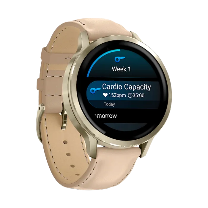 Смарт-часы Garmin Venu 4-41 мм лунно-золотистый с кожаным ремешком песочного цвета