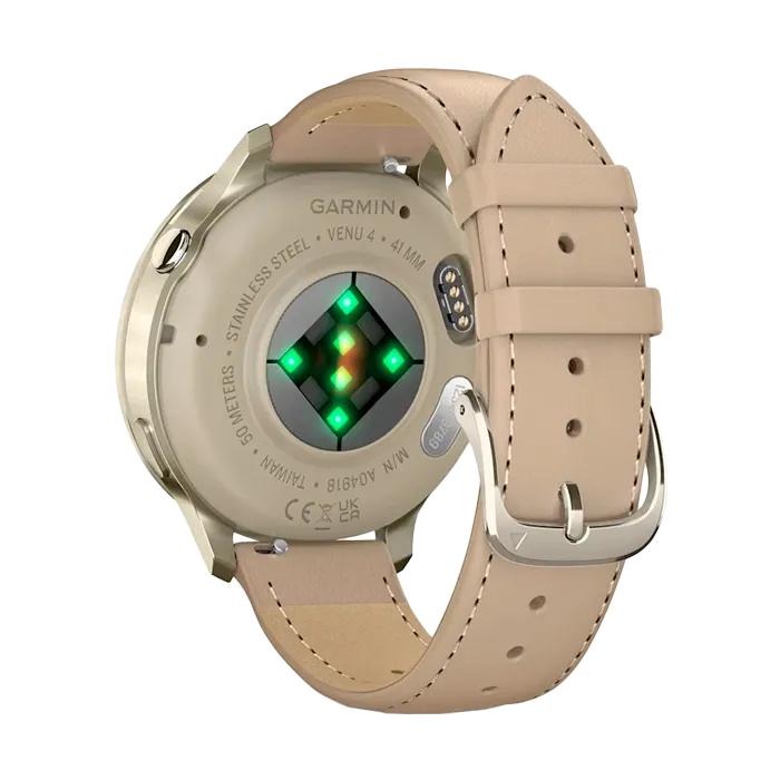 Смарт-часы Garmin Venu 4-41 мм лунно-золотистый с кожаным ремешком песочного цвета