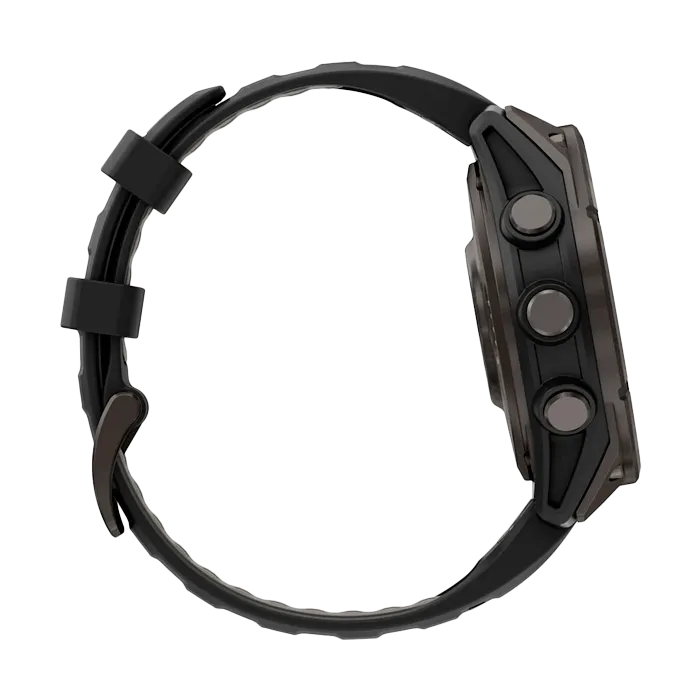 Смарт-часы Garmin Fenix 8 Pro - 47 мм AMOLED, Sapphire, DLC, угольно-серый, черный силиконовый рем-к