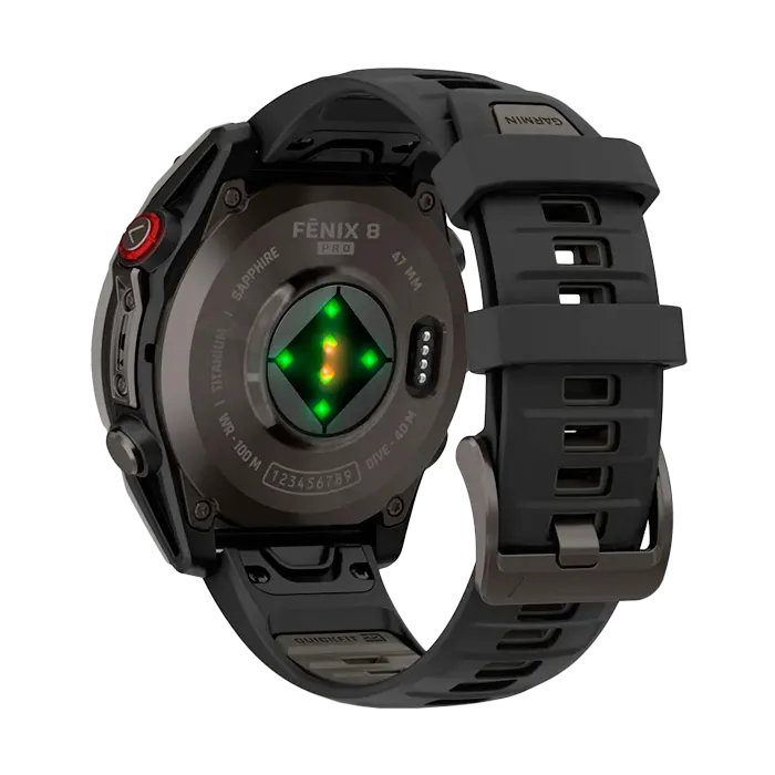 Смарт-часы Garmin Fenix 8 Pro - 47 мм AMOLED, Sapphire, DLC, угольно-серый, черный силиконовый рем-к