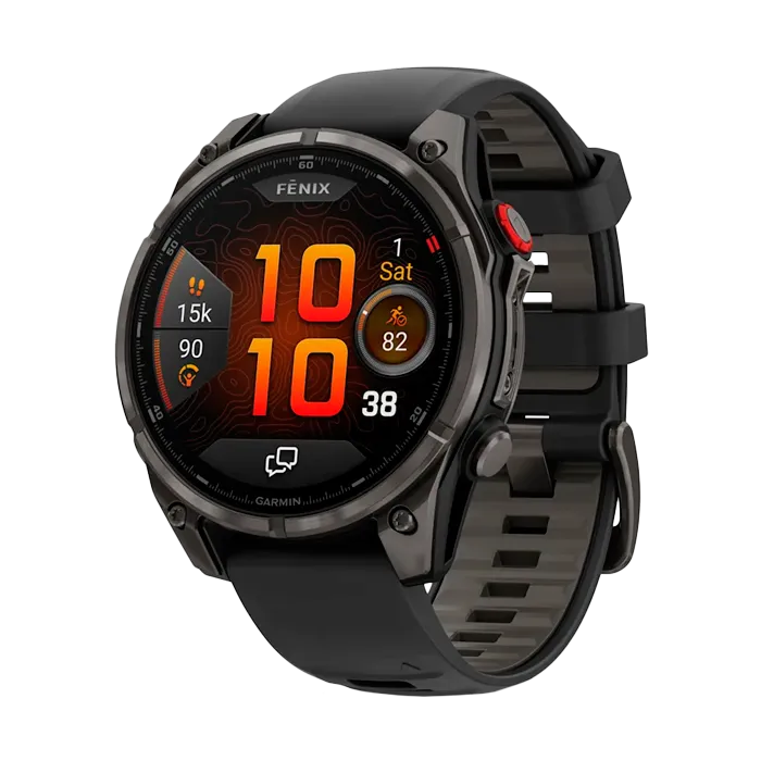 Смарт-часы Garmin Fenix 8 Pro - 47 мм AMOLED, Sapphire, DLC, угольно-серый, черный силиконовый рем-к