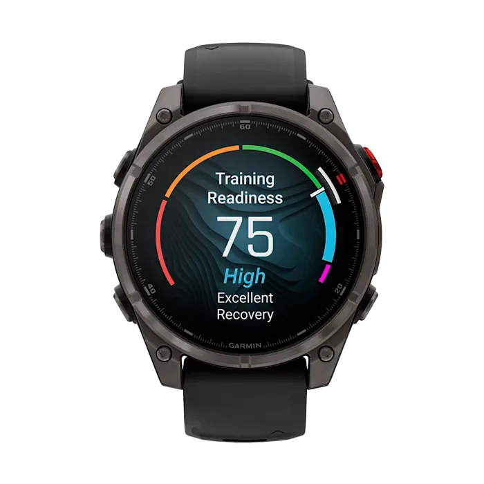 Смарт-часы Garmin Fenix 8 Pro - 47 мм AMOLED, Sapphire, DLC, угольно-серый, черный силиконовый рем-к