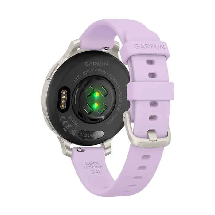 Смарт-часы Garmin LILY 2 Active с серебристым безелем, фиолетовый силиконовый ремешок