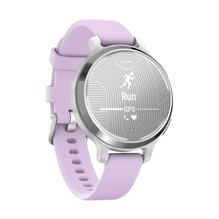 Смарт-часы Garmin LILY 2 Active с серебристым безелем, фиолетовый силиконовый ремешок