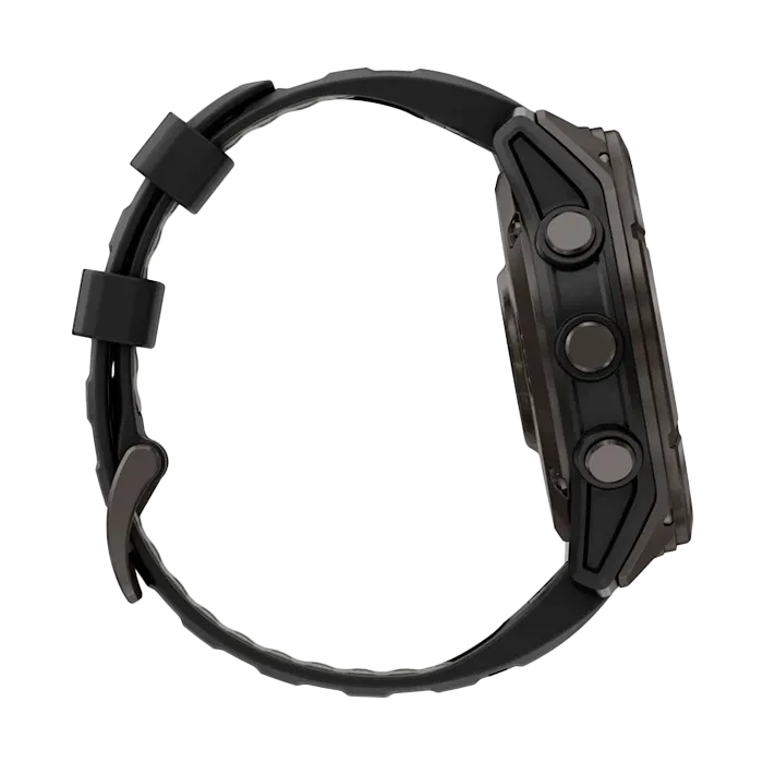 Смарт-часы Garmin Fenix 8 Pro - 51mm AMOLED Sapphire, DLC, угольно-серый, черный силиконовый ремешок