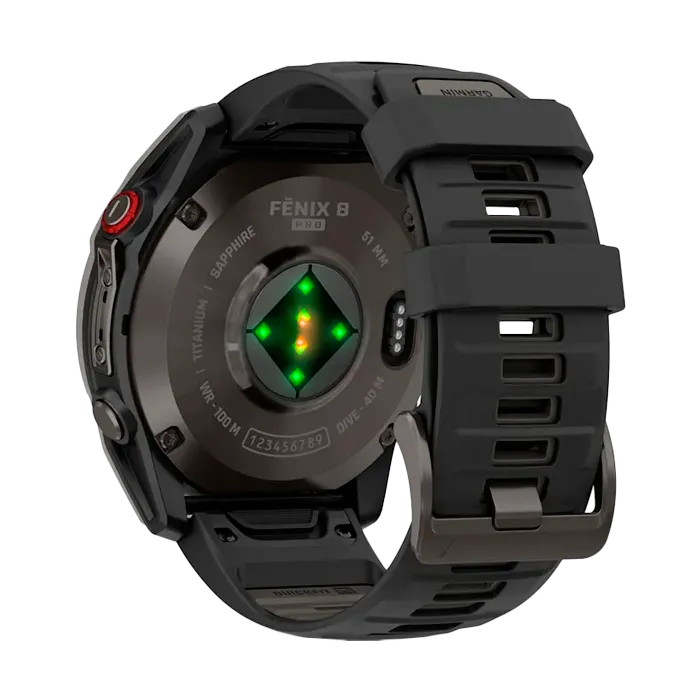 Смарт-часы Garmin Fenix 8 Pro - 51mm AMOLED Sapphire, DLC, угольно-серый, черный силиконовый ремешок