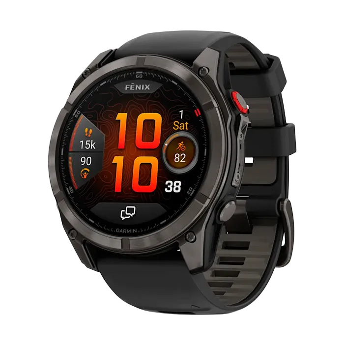 Смарт-часы Garmin Fenix 8 Pro - 51mm AMOLED Sapphire, DLC, угольно-серый, черный силиконовый ремешок