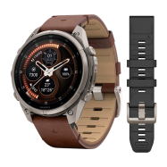 Смарт-часы Garmin Fenix 9 Pro - 47mm Amoled inReach Titanium, кожаный ремешок Walnut