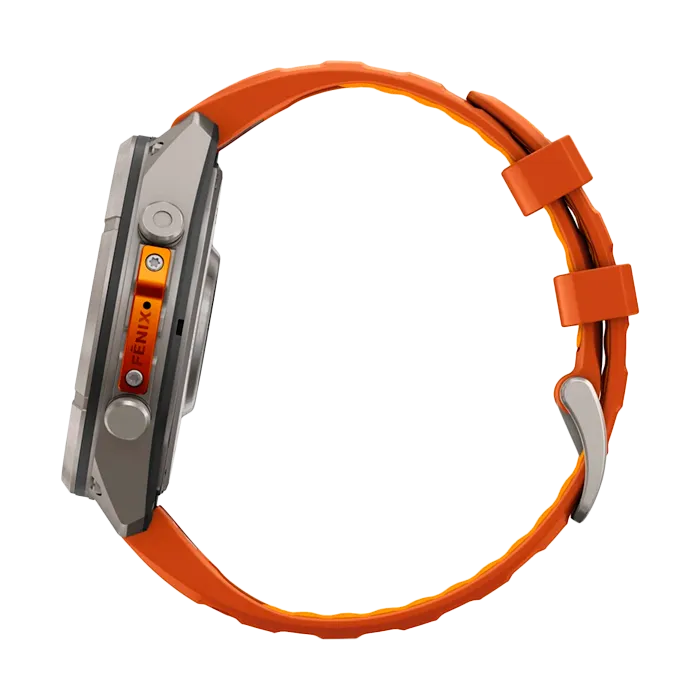 Смарт-часы Garmin Fenix 9 Pro - 47mm Amoled,Titanium, с оранжевым селиконовым ремешком 