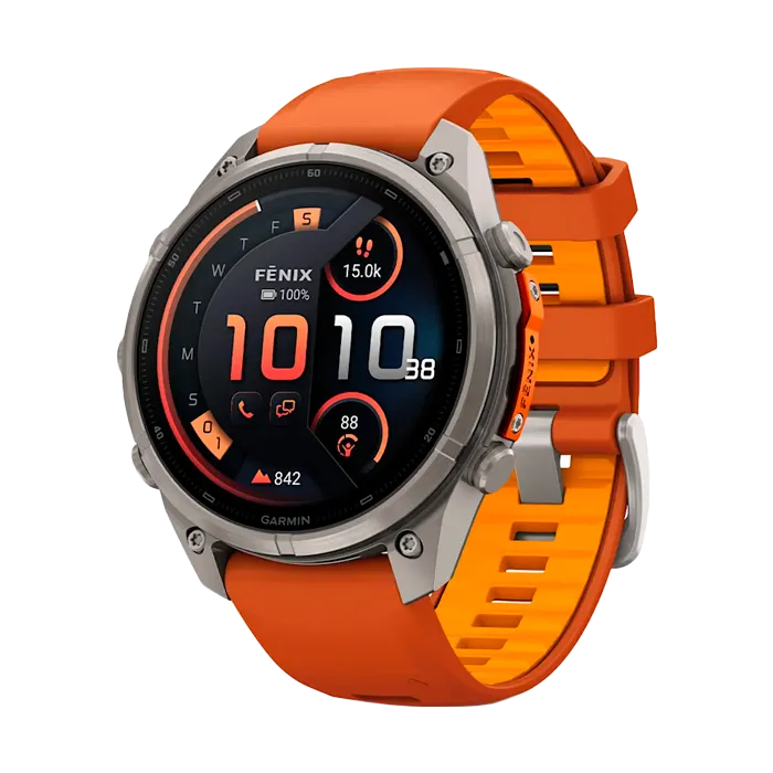 Смарт-часы Garmin Fenix 9 Pro - 47mm Amoled,Titanium, с оранжевым селиконовым ремешком 