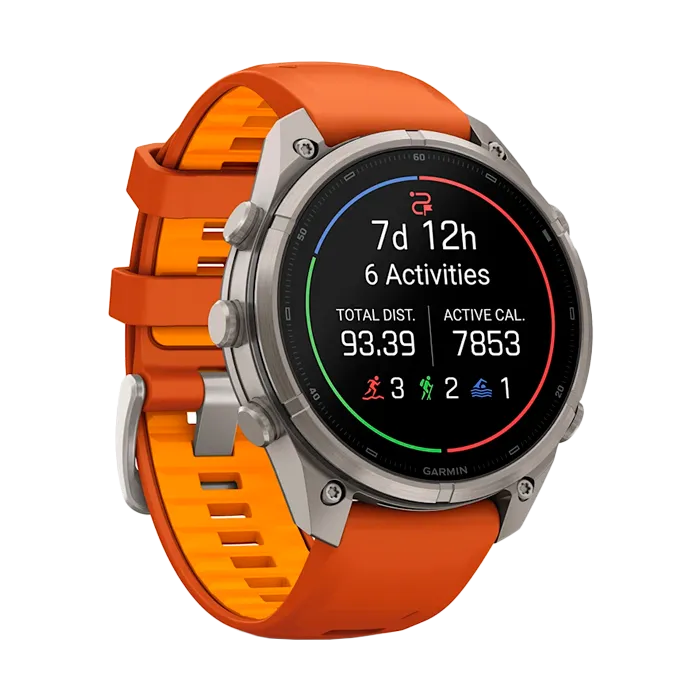 Смарт-часы Garmin Fenix 9 Pro - 47mm Amoled,Titanium, с оранжевым селиконовым ремешком 