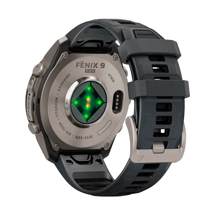 Смарт-часы Garmin Fenix 9 Pro - 47mm Amoled,Titanium, черный силиконовый ремешок