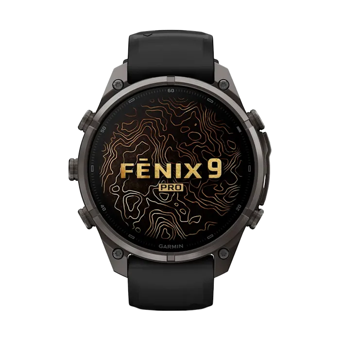Смарт-часы Garmin Fenix 9 Pro - 47mm Amoled,темно-серый с черным силиконовым ремешком