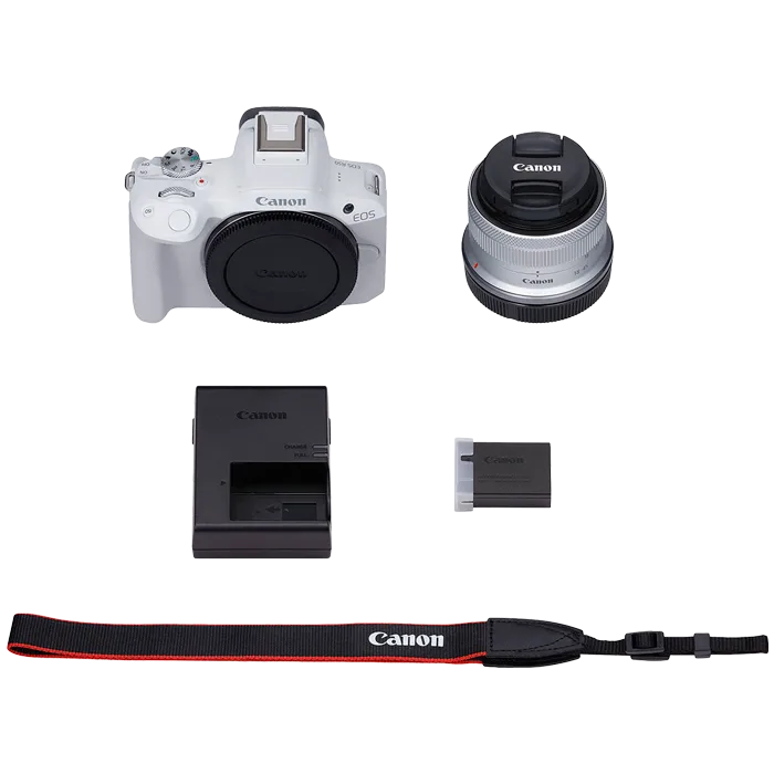 Беззеркальный фотоаппарат Canon EOS R50 Kit RF-S 18-45mm f/4.5-6.3 IS STM Белый