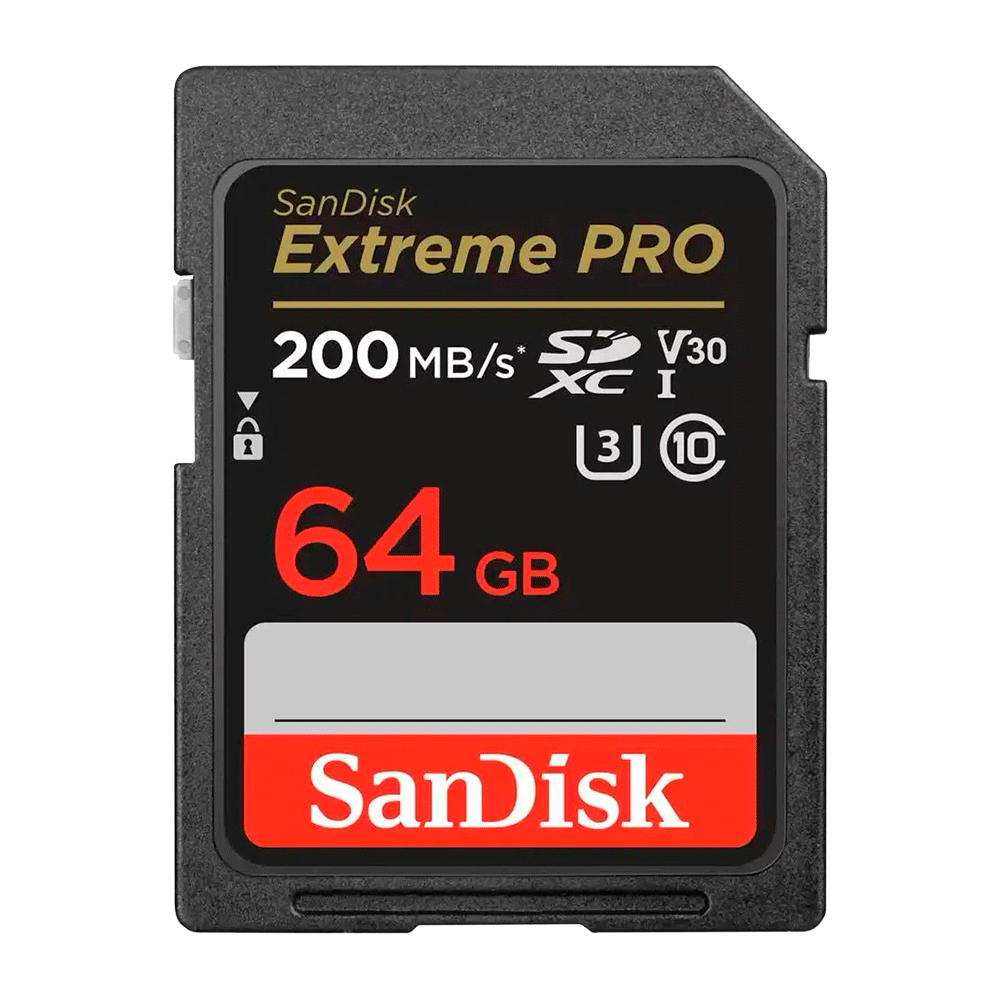 Карта памяти SanDisk Extreme PRO (4K) 200mb/s 64Gb SDXC UHS-I Class 10 V30  (SDSDXXU-064G-GN4IN)