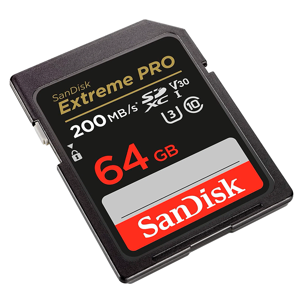 Карта памяти SanDisk Extreme PRO (4K) 200mb/s 64Gb SDXC UHS-I Class 10 V30  (SDSDXXU-064G-GN4IN)