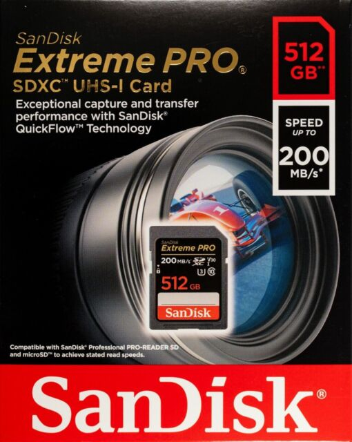 Карта памяти SanDisk Extreme PRO (4K) 200mb/s 512Gb SDXC UHS-I